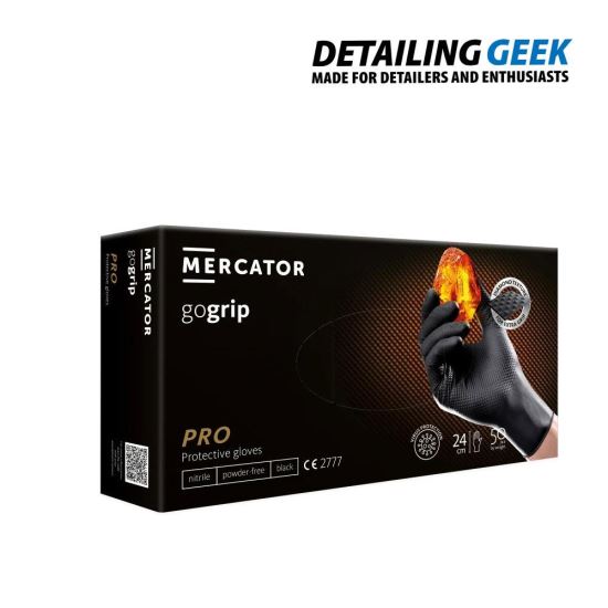 MERCATOR Gogrip Black SIZE XL 50 buc.  - Manusi de nitril cu suprafata texturata, nepudrate, negre