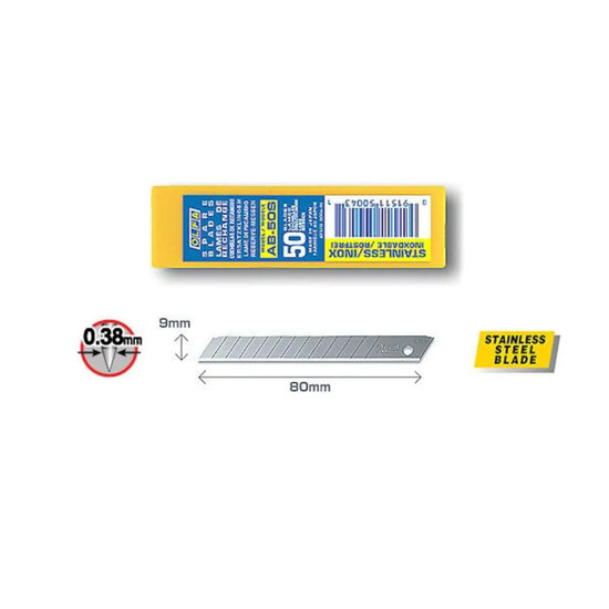 OLFA  BLADES-LAME DE 9MM MODEL AB-50S, 50 BUC/SET