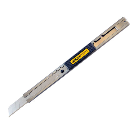 Cutter profesional OLFA, otel inoxidabil, 9mm lama cu auto-blocare + doua lame bonus 9 mm 